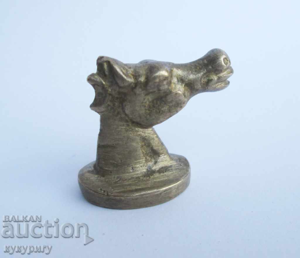 Old small bronze seal horse's head unused