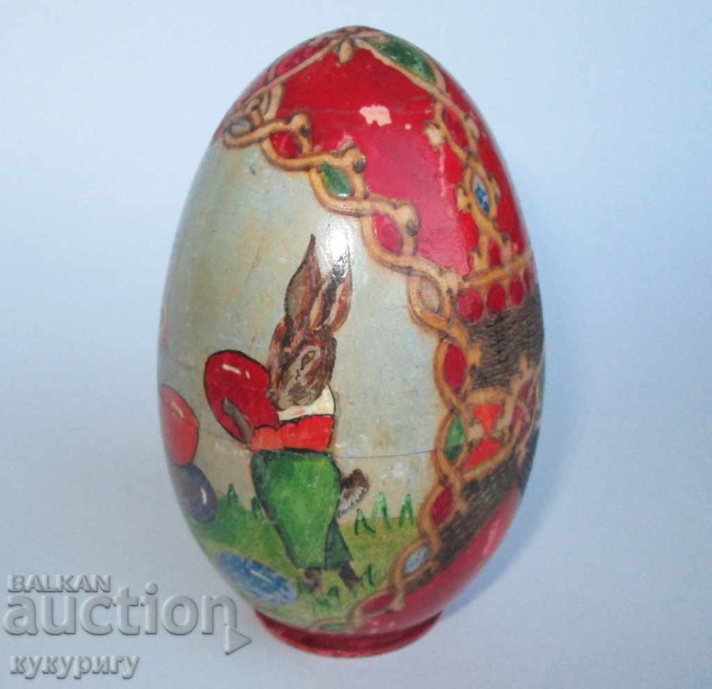 Auction Ancient Easter painted wooden egg box Auction Ancient Easter painted wooden egg box