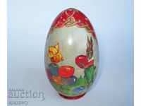 Ancient Easter painted wooden egg box