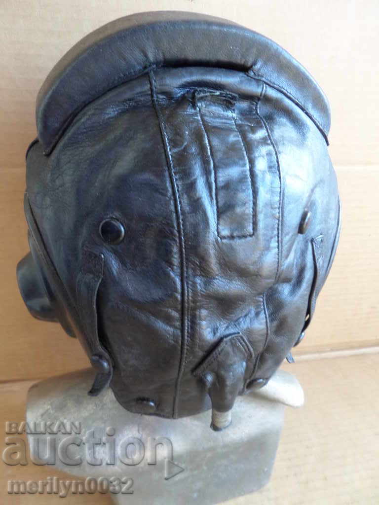 Доставка на Кожен шлемофон на пилот изтребител шлем каска шапка авиатор Доставка на Кожен шлемофон на пилот изтребител шлем каска шапка авиатор