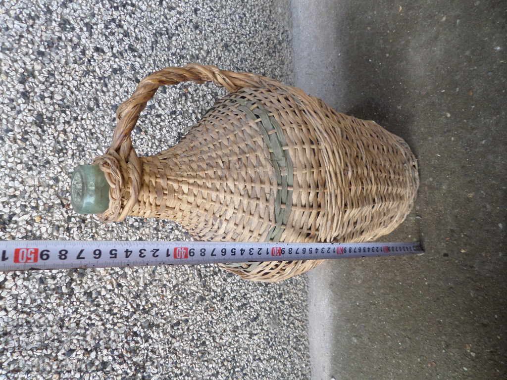 Veche damigeană împletită, butelie, sticlă - 5