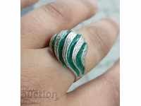 Antique Silver 925 Ring with 18 mm Enamel.