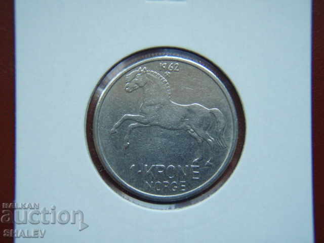 1 Krone 1962 Norway - XF/AU 1 Krone 1962 Norway - XF/AU