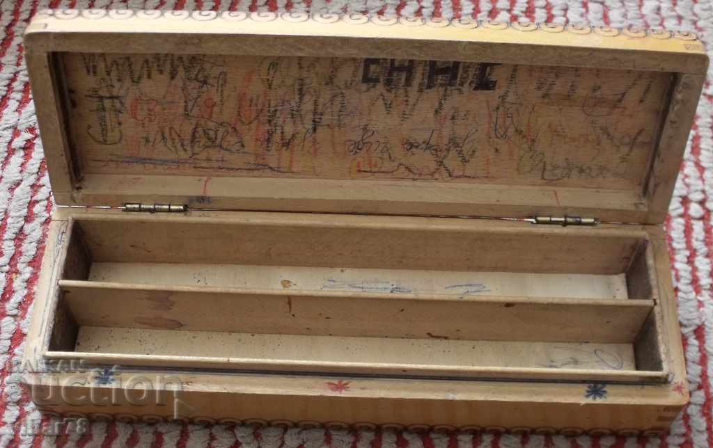 An old wooden pencil box with price 34.99 BGN | € 17.89