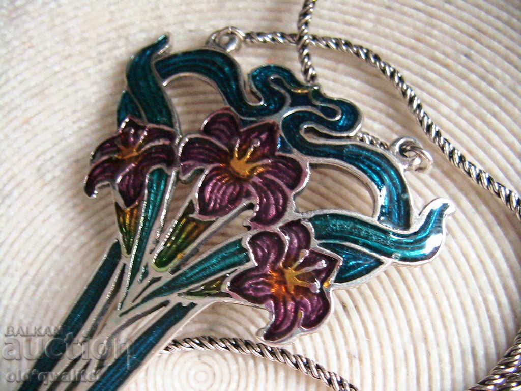 Auction Fantastic silver necklace with enamel, silver 925 Auction Fantastic silver necklace with enamel, silver 925