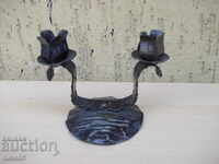 Wrought iron candlestick for two candles