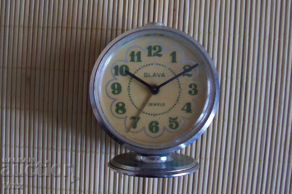 Ancient mechanical alarm clock SLAVA 11jawels collectible