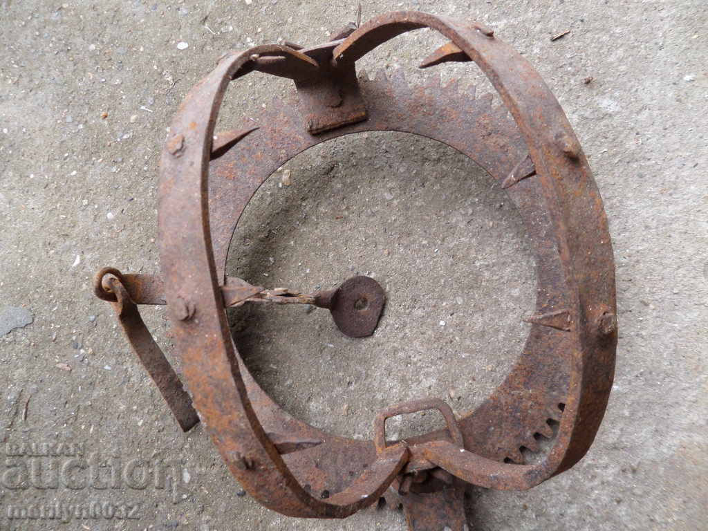 Delivery of An old hand forged trap with wrought iron spikes Delivery of An old hand forged trap with wrought iron spikes