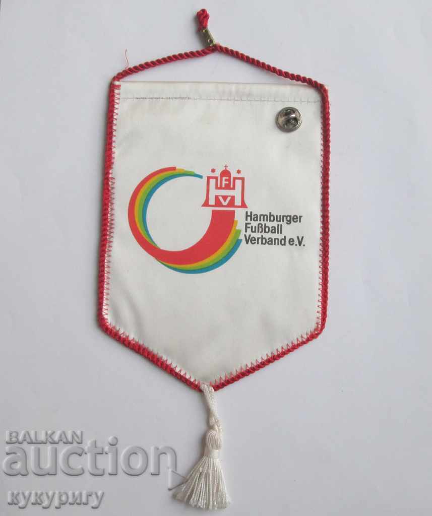 Auction Original football flag and enamel badge HAMBURGER Germany Auction Original football flag and enamel badge HAMBURGER Germany