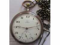 ασημένιο ρολόι τσέπης -ω-OMEGA