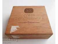 Old wooden packaging of cigarettes Diplomatic Corps