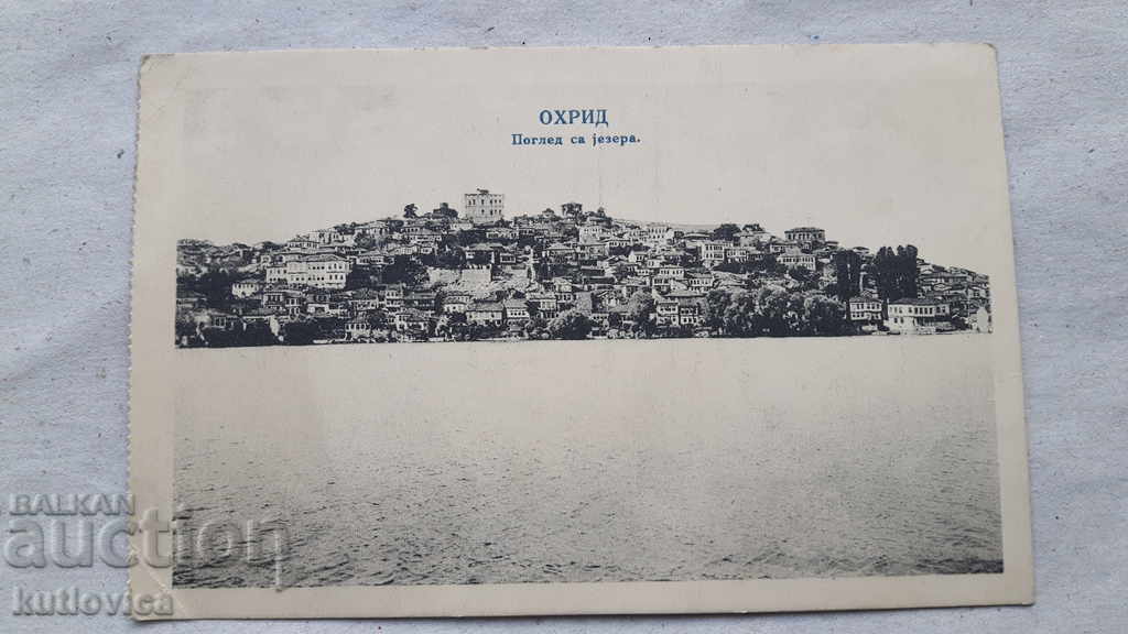 Стара картичка Поглед на езерото в Охрид