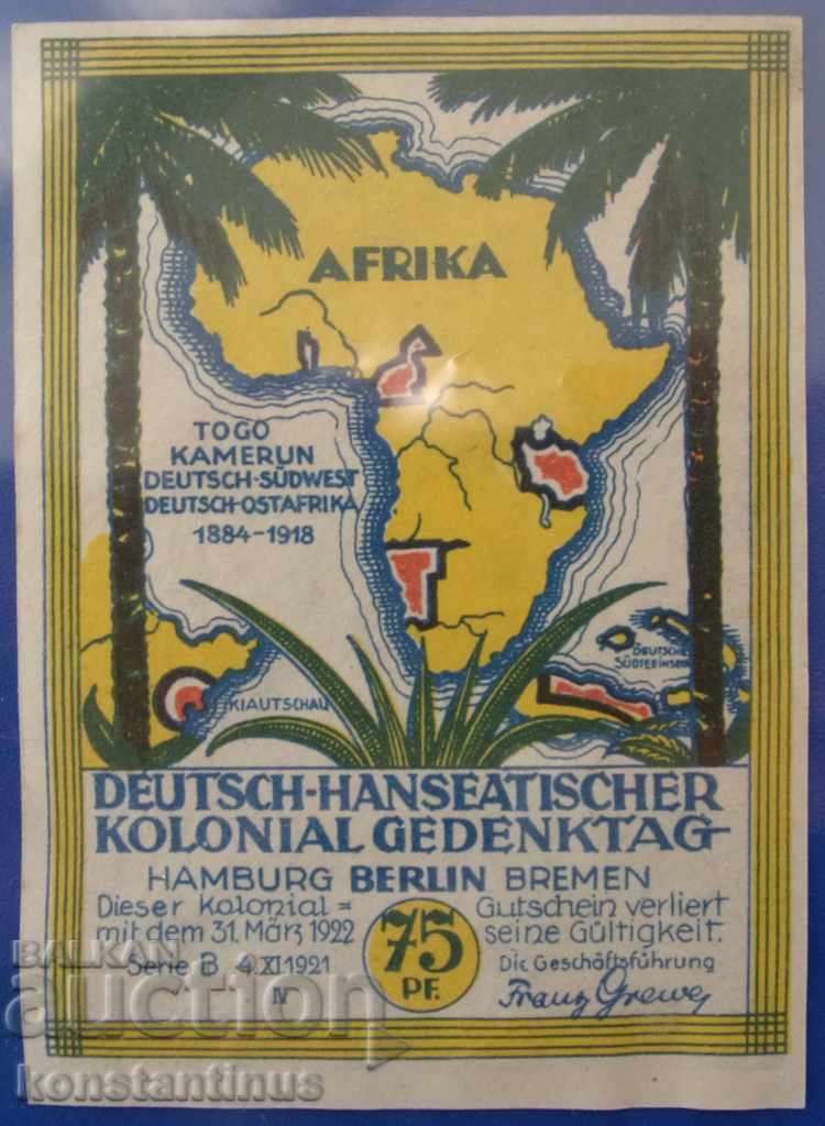 Africa de Est - Germania 75 Pfennig 1918 Foarte rare UNC cu preț € 12.78 | 25.00 BGN