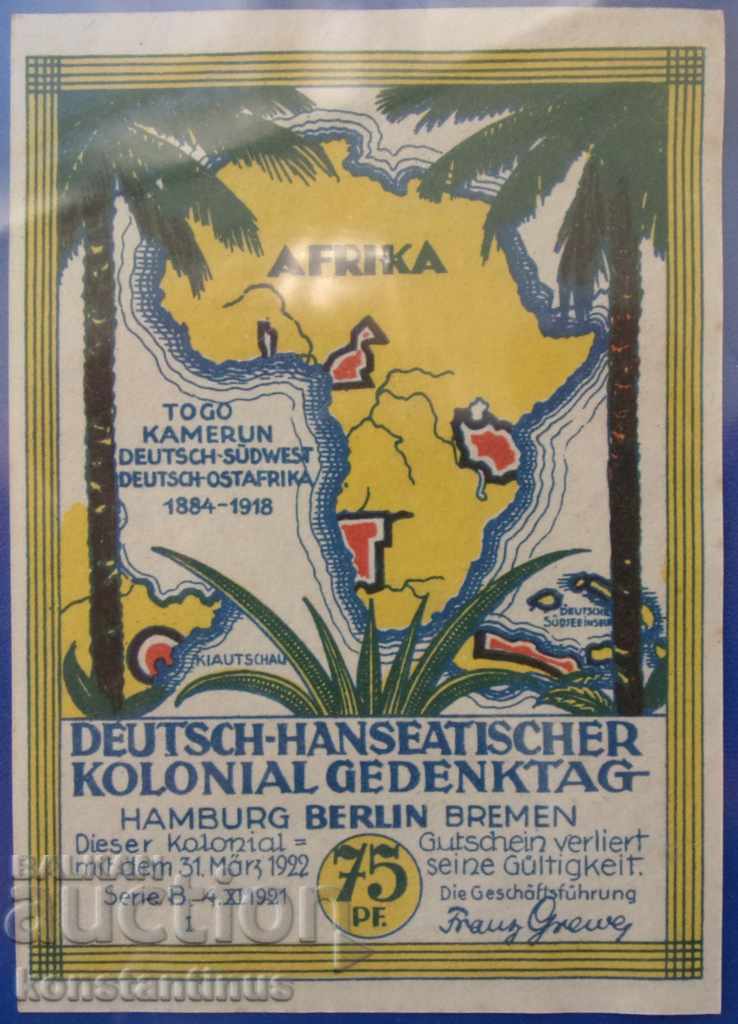 Africa de Est - Germania 75 Pfennig 1918 Foarte rare UNC cu preț € 12.78 | 25.00 BGN