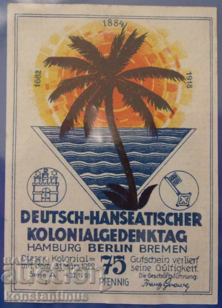 Africa de Est - Germania 75 Pfennig 1920 Foarte rare UNC cu preț € 15.34 | 30.00 BGN