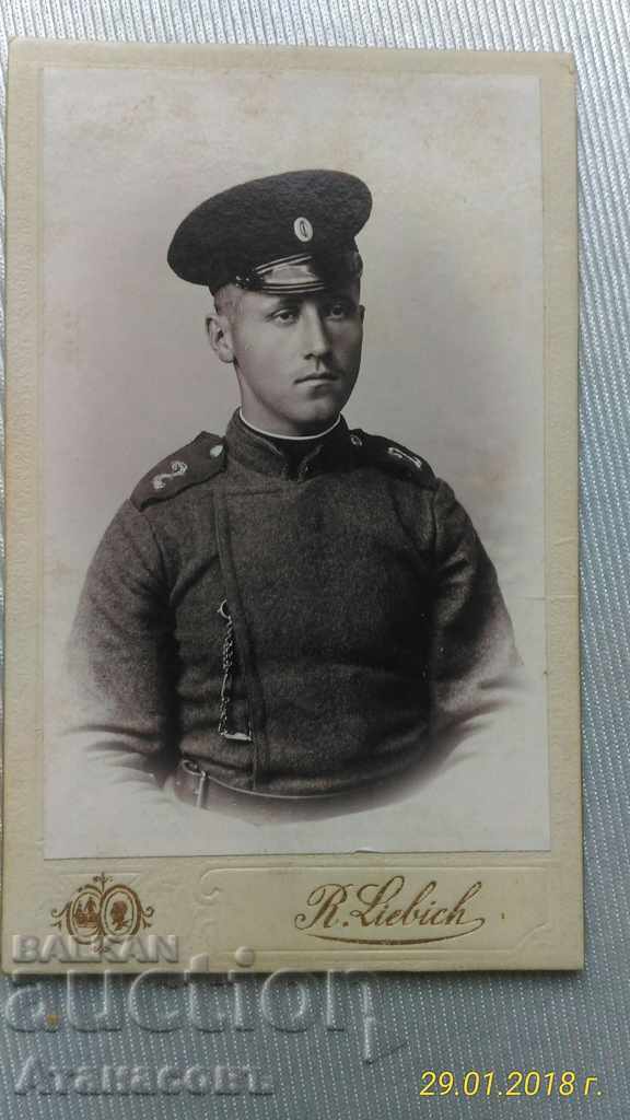 Фотограф Снимка картон войник подпис Рудолф Либих Русе