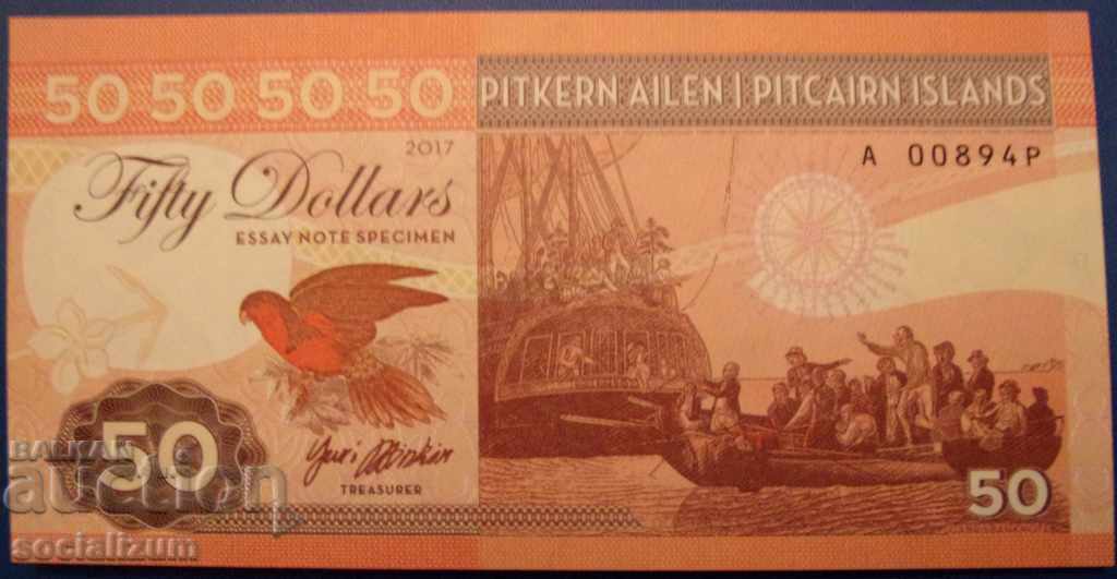 Παράδοση Νήσος Πίτκερν 50 δολαρίων το 2017 Σπάνιες UNC Παράδοση Νήσος Πίτκερν 50 δολαρίων το 2017 Σπάνιες UNC