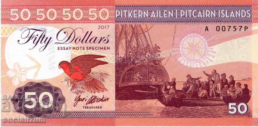 Pittker Island 50 Dollars 2017 Rare UNC