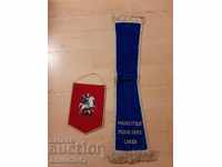 Prize ribbon and flag for participation in musketeer games