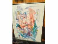 Watercolor graphic "Passion" author J. Mickelle, 51x45cm frame