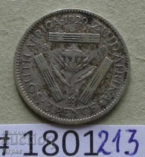 3 πένες 1929 Νότια Αφρική -Silver