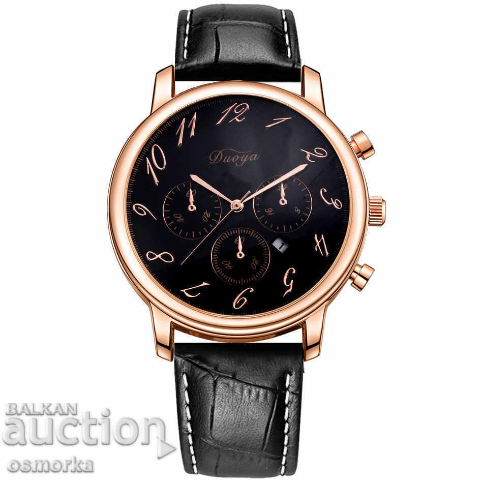 Duoya Men's stylish watch with a leather date business leash