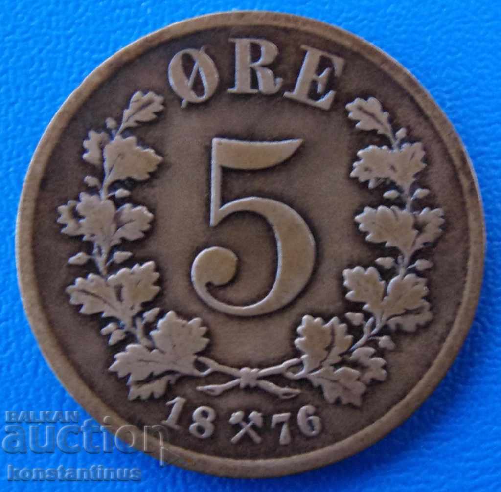 Norvegia 5 Pole 1876 Rare cu preț € 10.23 | 20.01 BGN