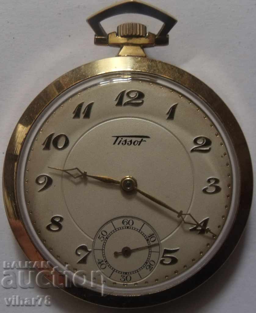 RARE placat cu aur ceas de buzunar -TISSOT