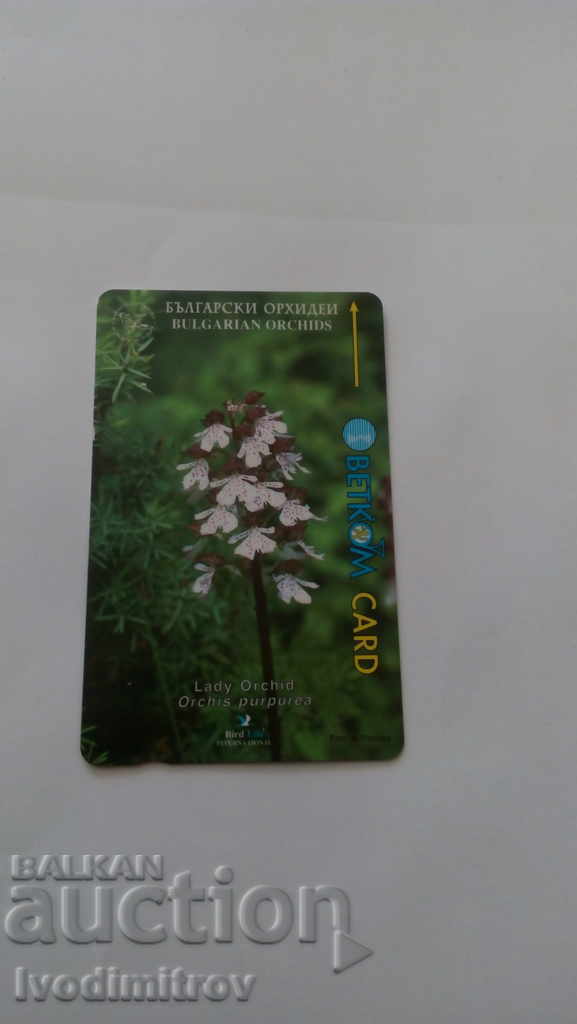 Phonecard Betkom Bulgarian Orchids Lady Orhid Orchis Purpure