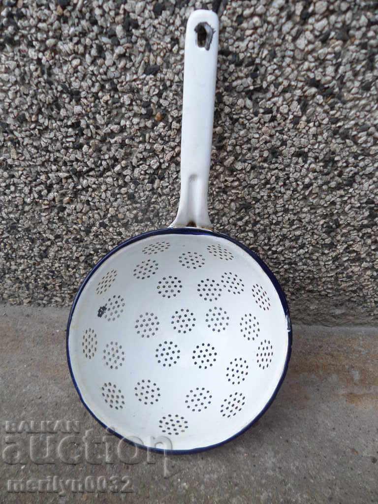 Old enameled colander, court with enamel injured by the People's Republic of Bulgaria with price 34.00 BGN | € 17.38