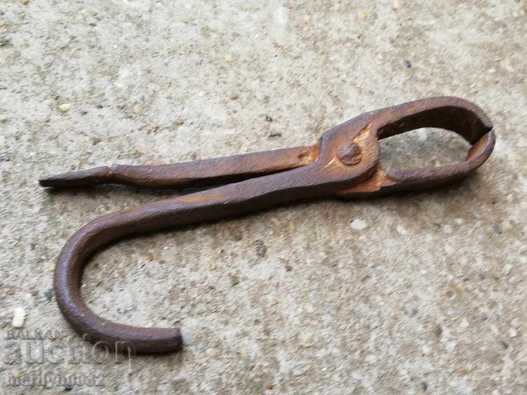 Clești vechi de fierar, fier forjat, unealtă de țiglă - 6