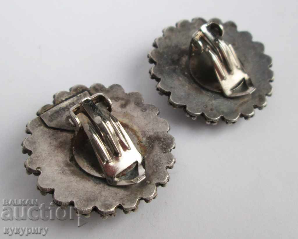 Old silver earrings on clip with mother of pearl Jerusalem with price 60.00 BGN | € 30.68