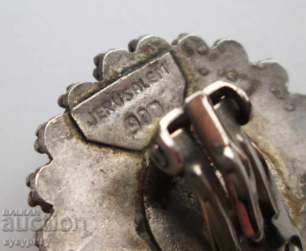 Delivery of Old silver earrings on clip with mother of pearl Jerusalem