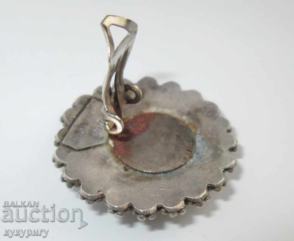 Old silver earrings on clip with mother of pearl Jerusalem - 5