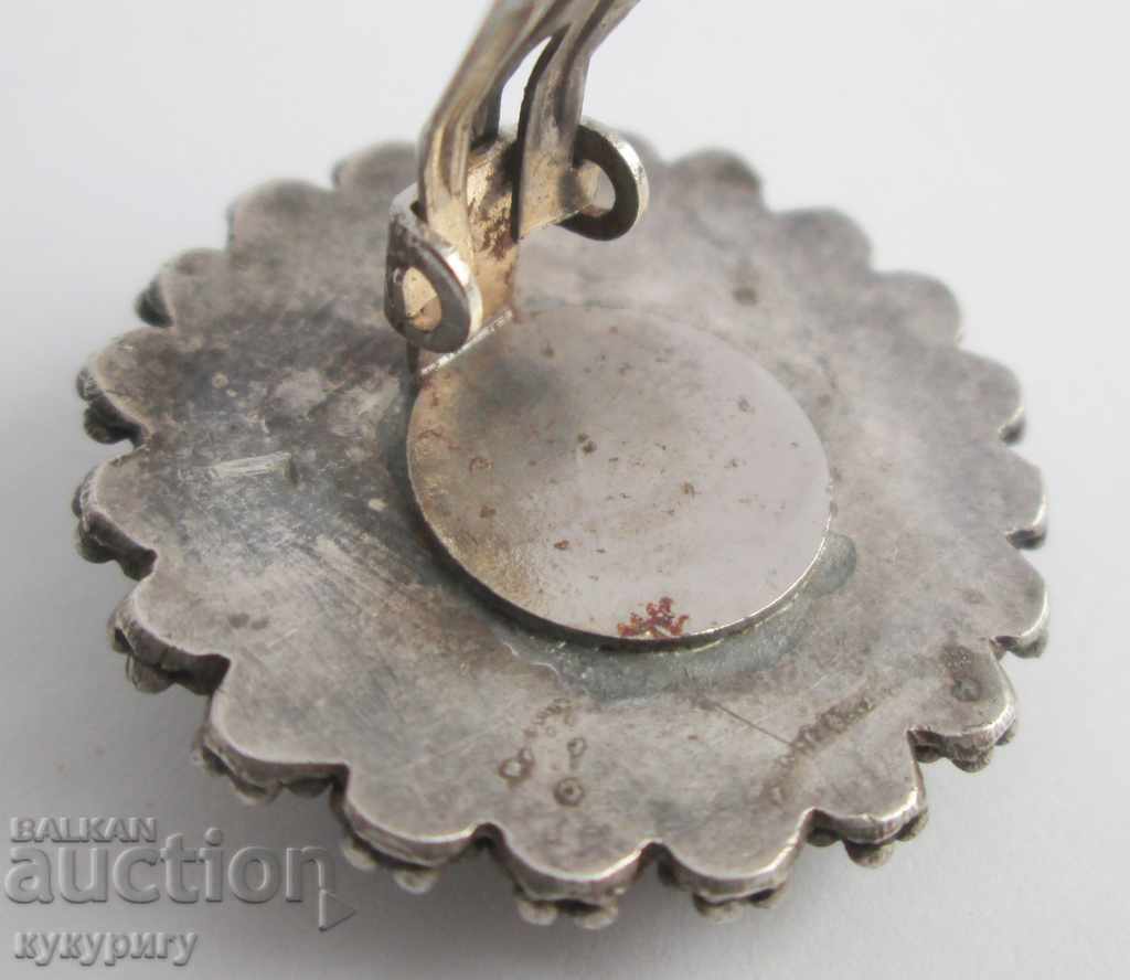 Old silver earrings on clip with mother of pearl Jerusalem - 7