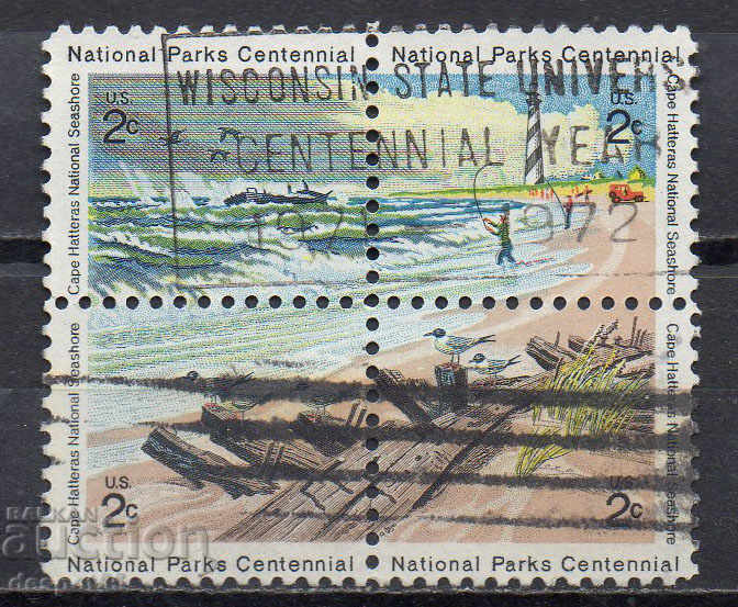 1972. Statele Unite ale Americii. 100 de ani de la Cape Hatteras - National Park. Block.