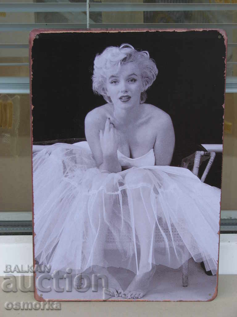 Placa de metal Marilyn Monroe film de la Hollywood pictograma alb-negru
