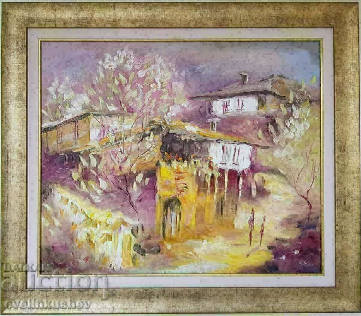 Licitație Pictura in ulei "Cu parfumul primaverii" dimensiune 60/50 cm. Licitație Pictura in ulei "Cu parfumul primaverii" dimensiune 60/50 cm.