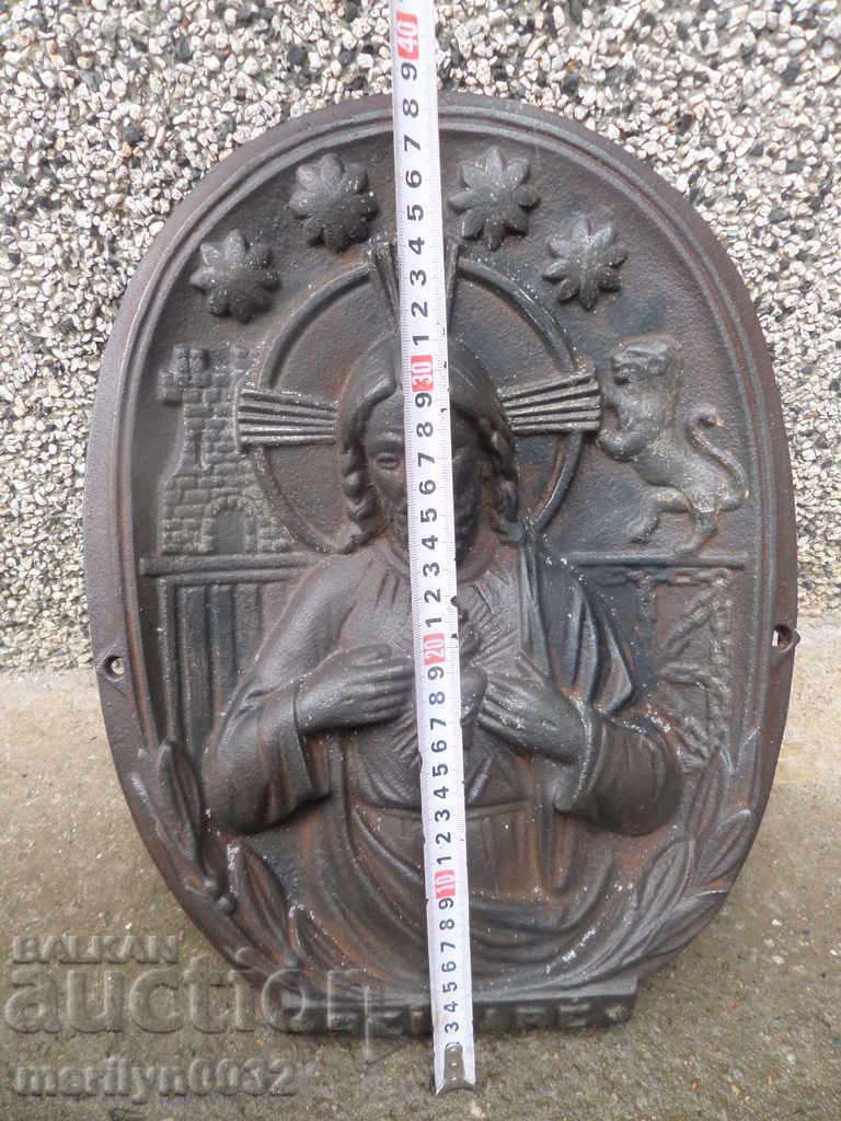 Delivery of Christ Pantocrator relief cast iron late 19th century bas-relief Delivery of Christ Pantocrator relief cast iron late 19th century bas-relief