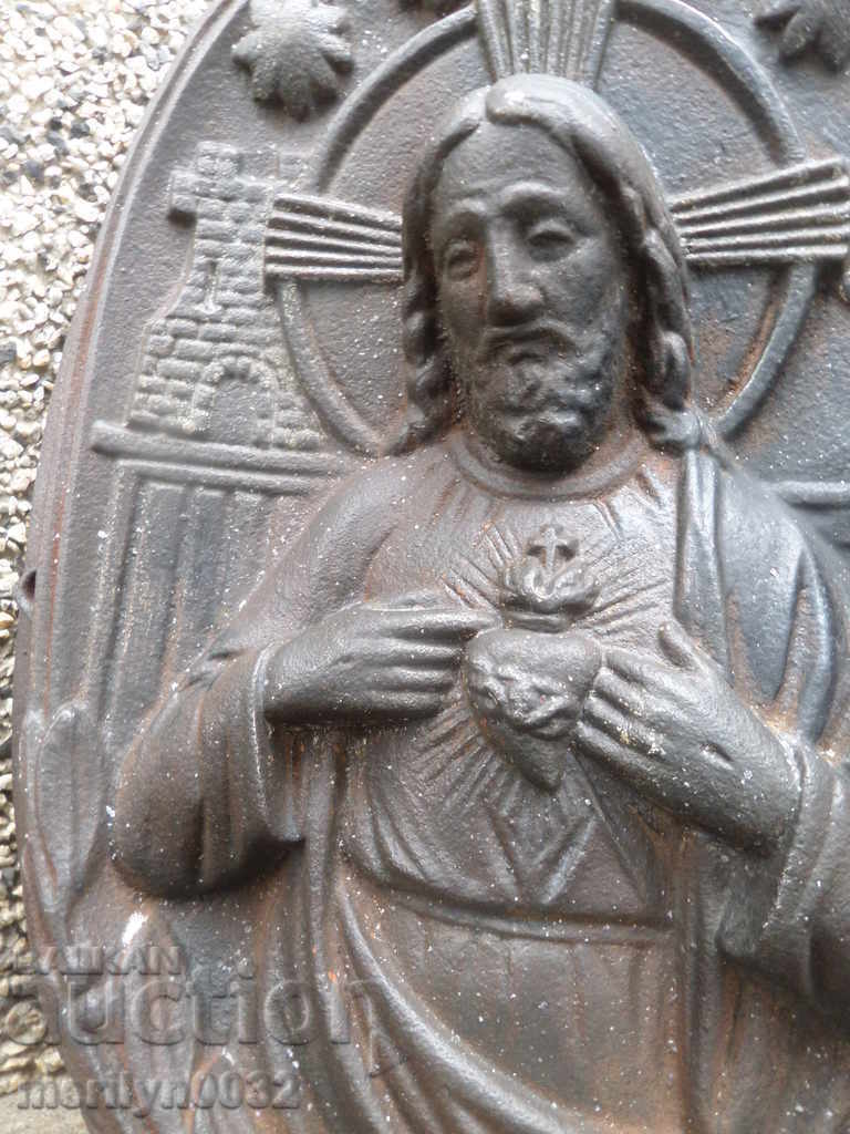 Christ Pantocrator relief cast iron late 19th century bas-relief - 7 Christ Pantocrator relief cast iron late 19th century bas-relief - 7