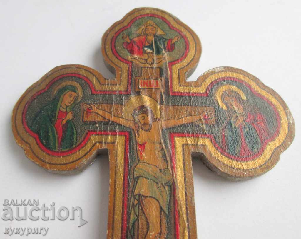 1946 old religious cross lithography on wood - 5 1946 old religious cross lithography on wood - 5