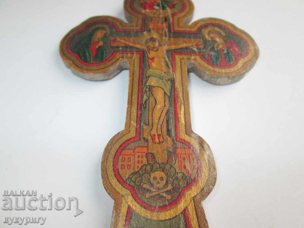 1946 old religious cross lithography on wood - 6 1946 old religious cross lithography on wood - 6