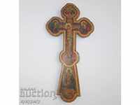 1946 old religious cross lithography on wood