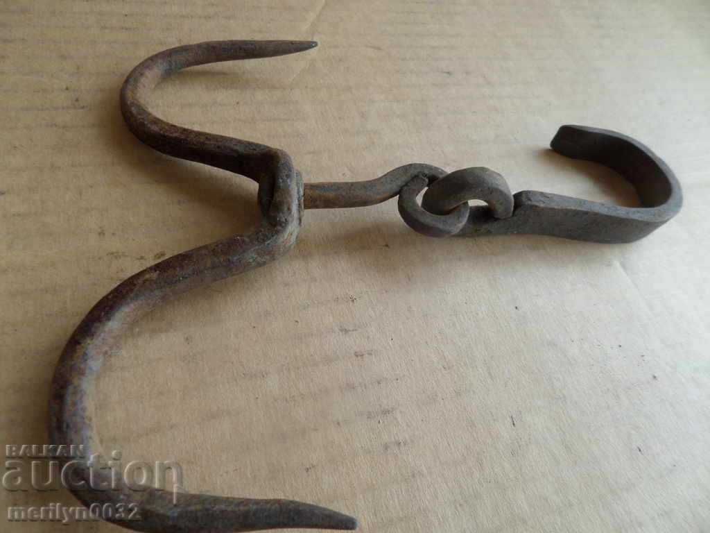 Old forged scraping hook, crochet, anchor forged iron - 6 Old forged scraping hook, crochet, anchor forged iron - 6