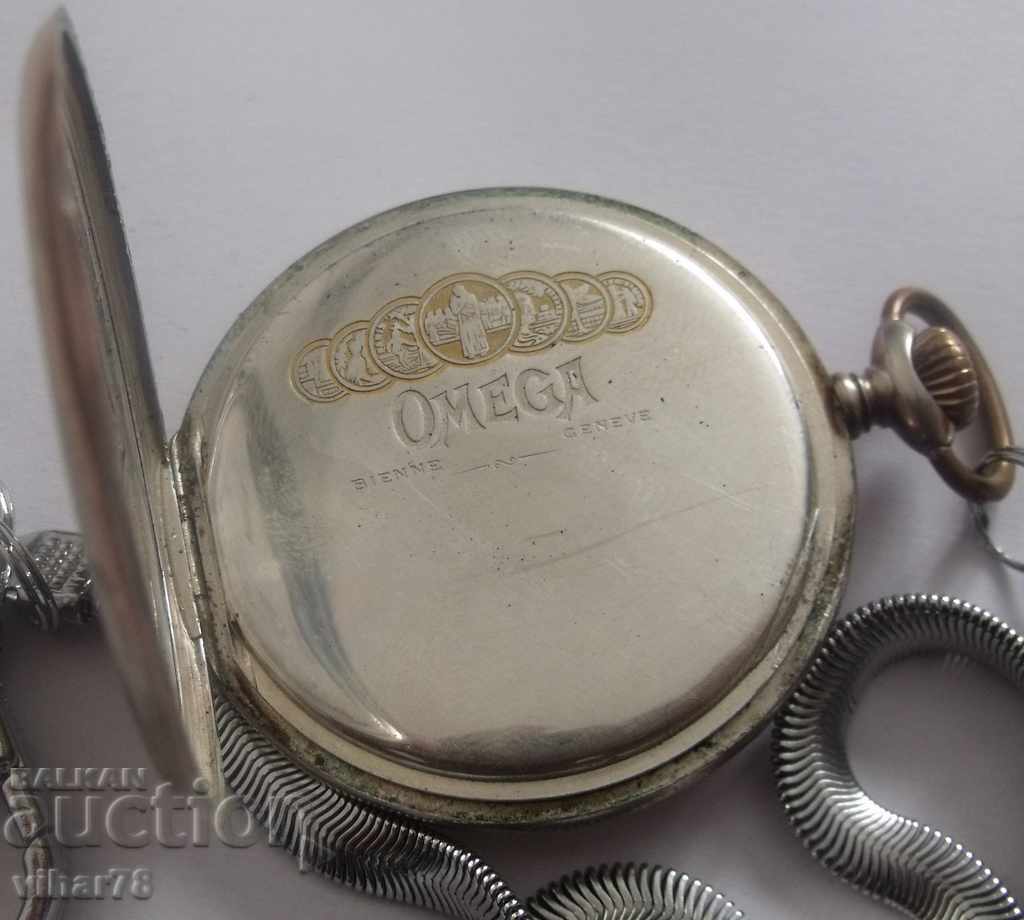 Аукцион джобен сребърен часовник -OMEGA-ОМЕГА