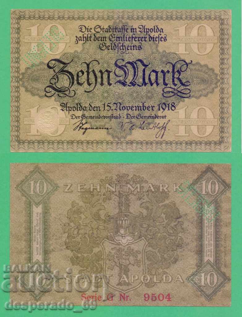 (¯` '• .¸GERMANIYA (Apolda) 10 mărci 1918.. •' '°) (¯` '• .¸GERMANIYA (Apolda) 10 mărci 1918.. •' '°)
