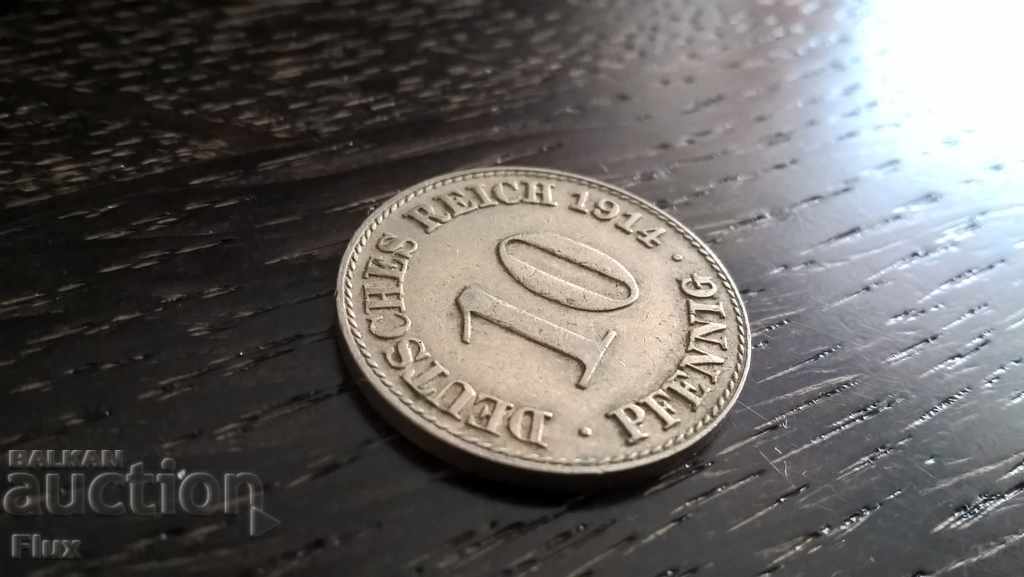 Райх монета - Германия - 10 пфенига | 1914г.; серия D