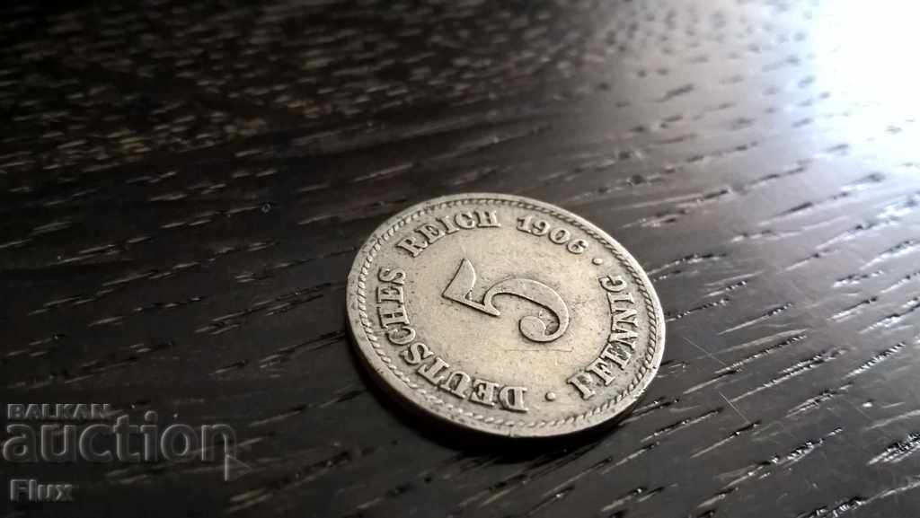 Райх монета - Германия - 5 пфенига | 1906г.; серия A