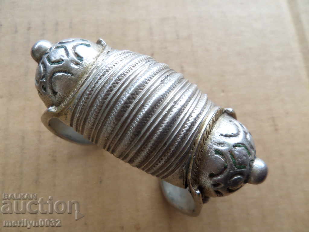 Възрожденска сребърна гривна рогатка накит сребро ГОЛЯМА