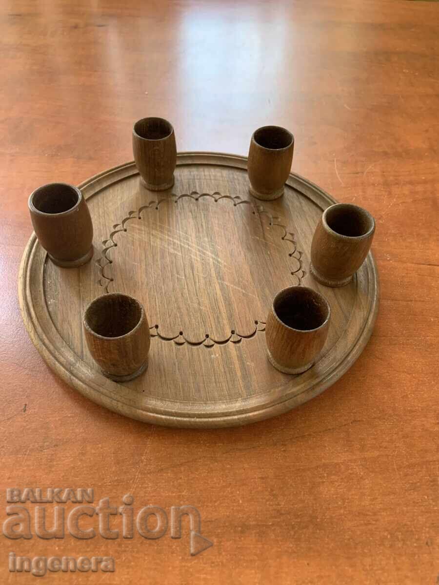 Tăiere în lemn farfurie farfurii pahare de rachiu serviciu Tăiere în lemn farfurie farfurii pahare de rachiu serviciu